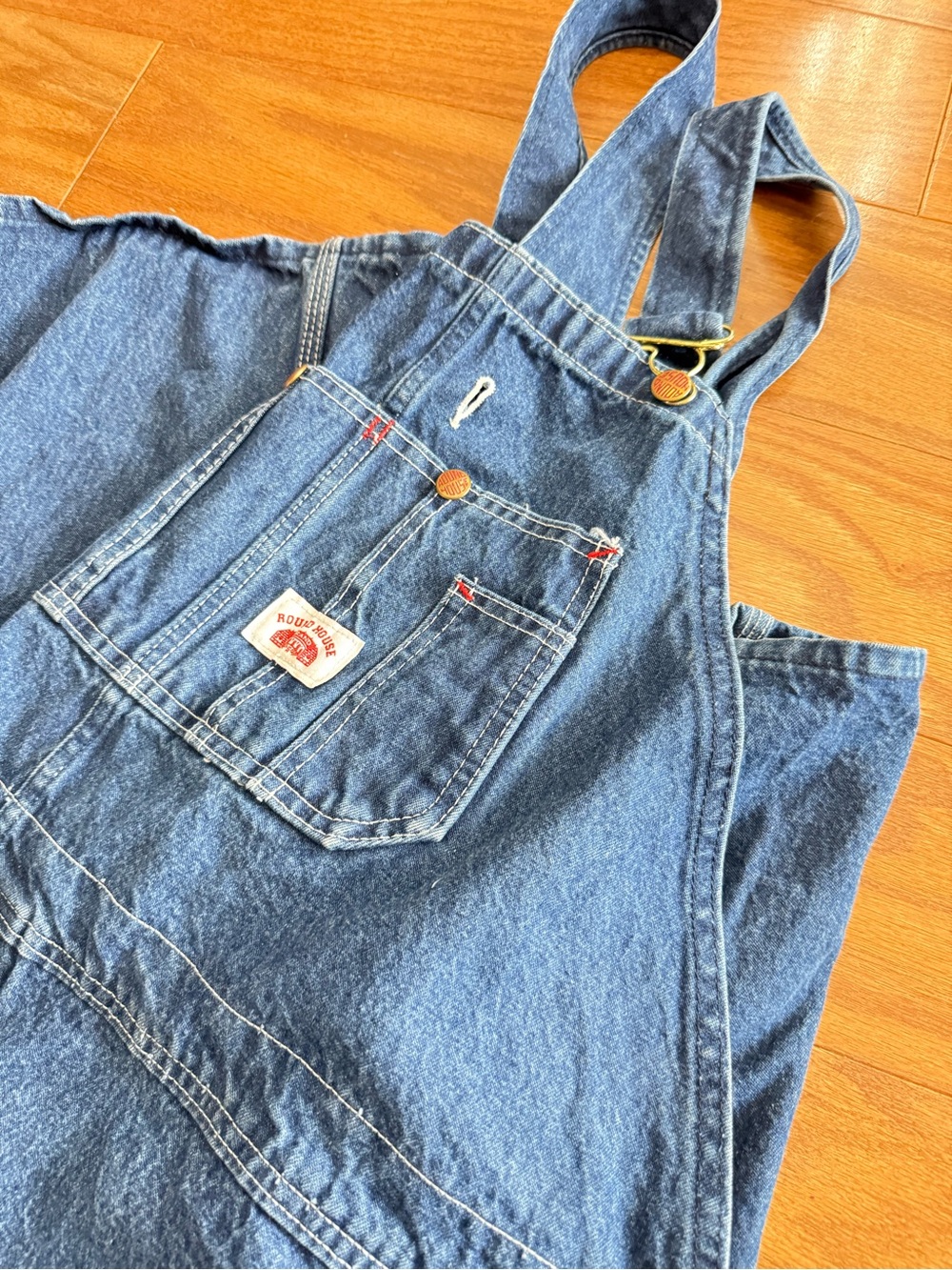 Round House Men's Denim Cargo Bib Overalls. Size 50X30 Coveralls Classic